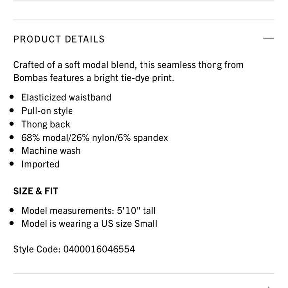 Bombas Tie-Dye Seamless Thong in Golden Clay‎ Sz L - Picture 4 of 7